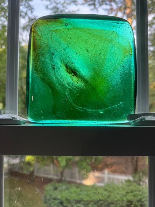 6 x 6 x 1/2 Inch Tile - Spring Green with Amber Wisps