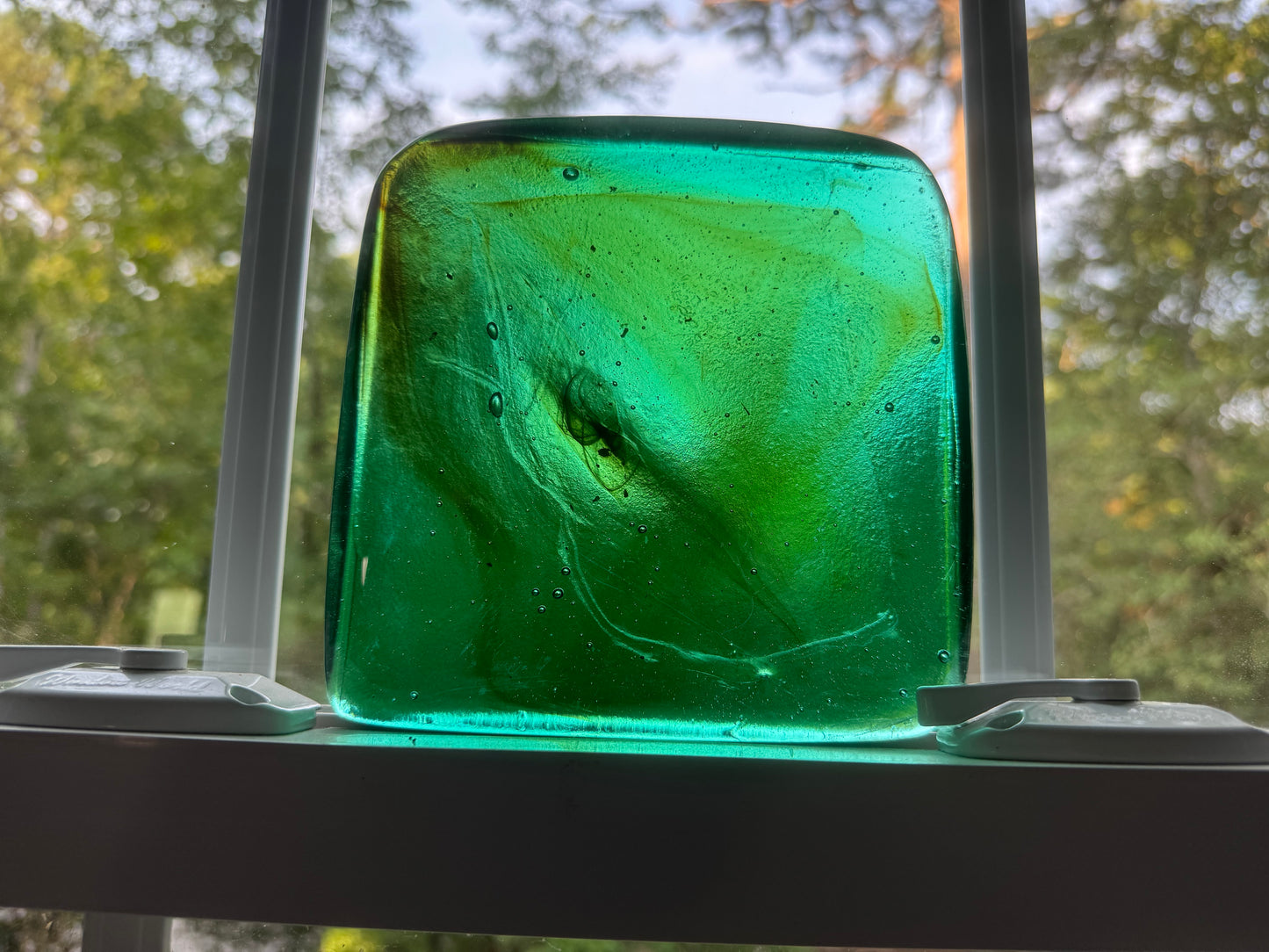 6 x 6 x 1/2 Inch Tile - Spring Green with Amber Wisps
