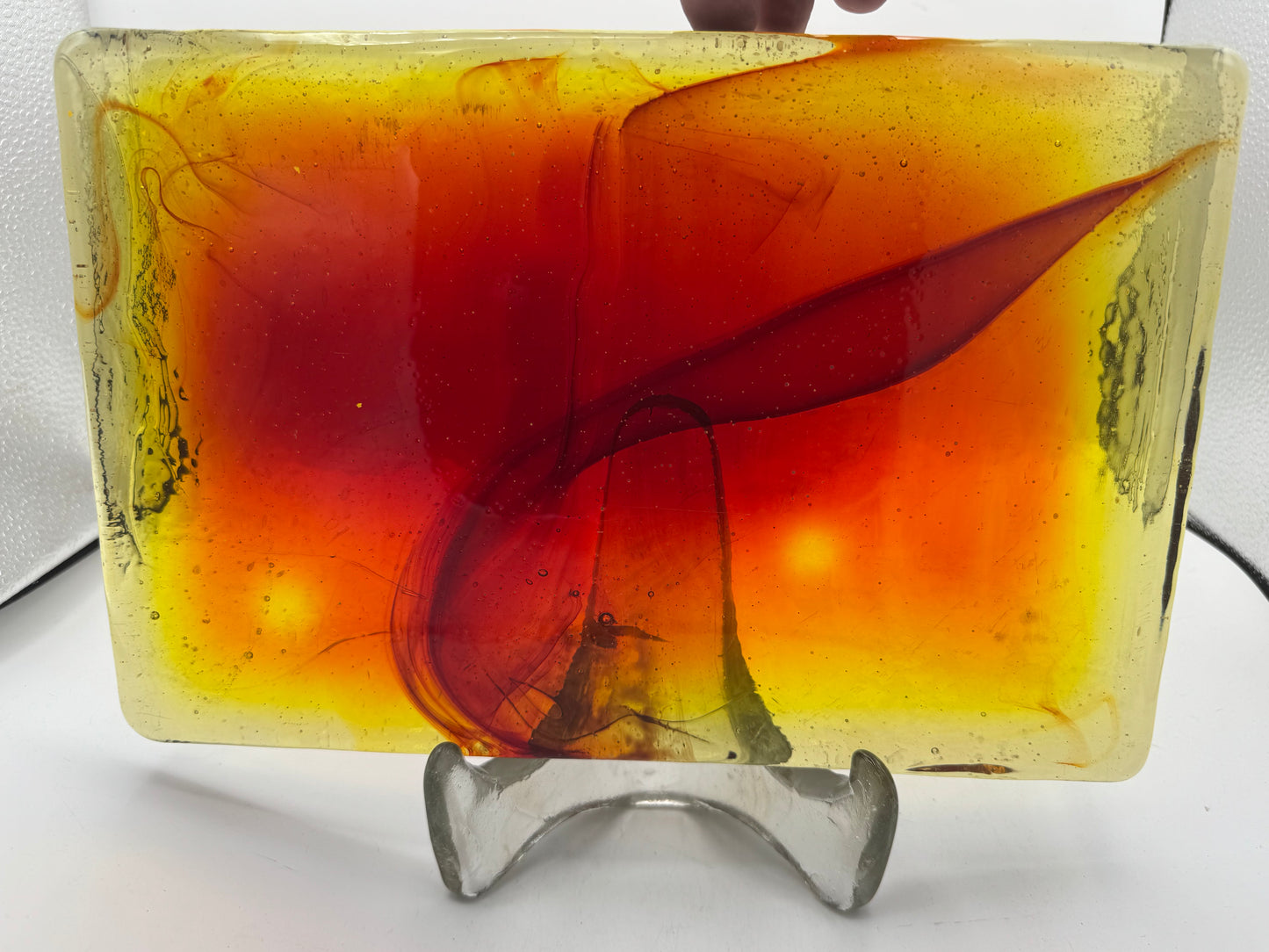 Blenko Dalle de Verre - 5047-6 Fiery Red and Yellow Art Glass
