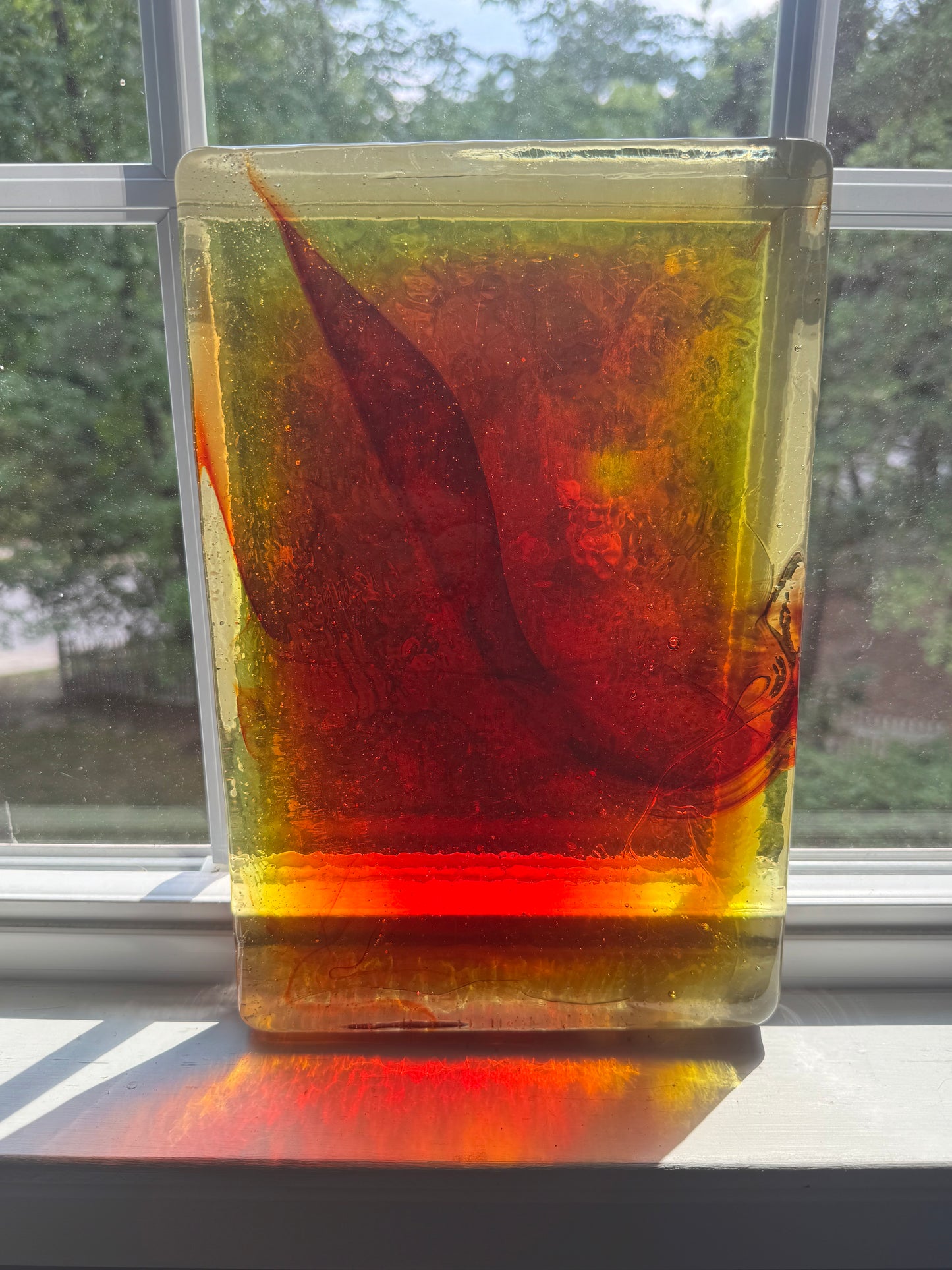 Blenko Dalle de Verre - 5047-6 Fiery Red and Yellow Art Glass