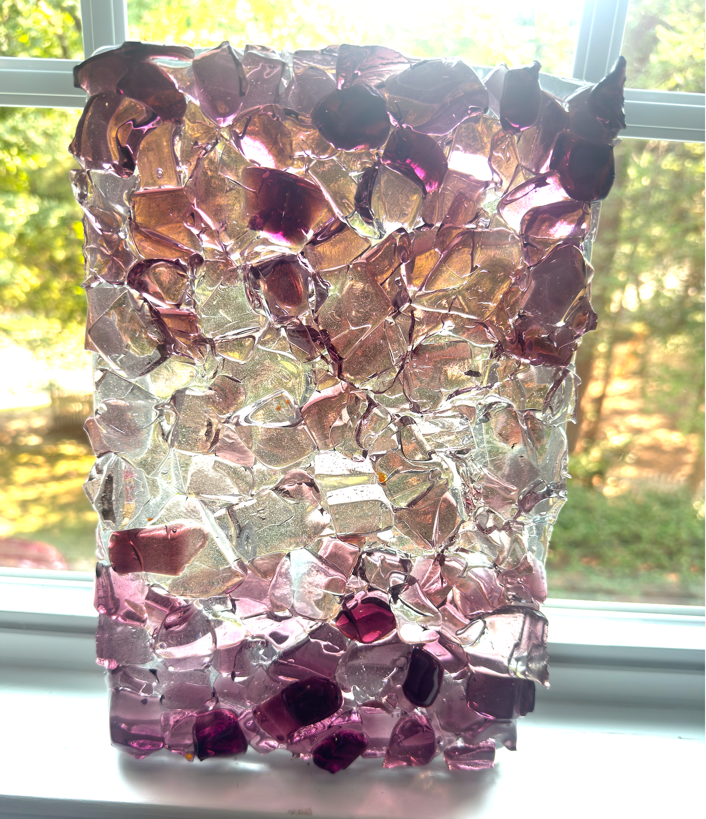 Blenko Dalle de Verre - Textured Water Glass Red Purple / Pink
