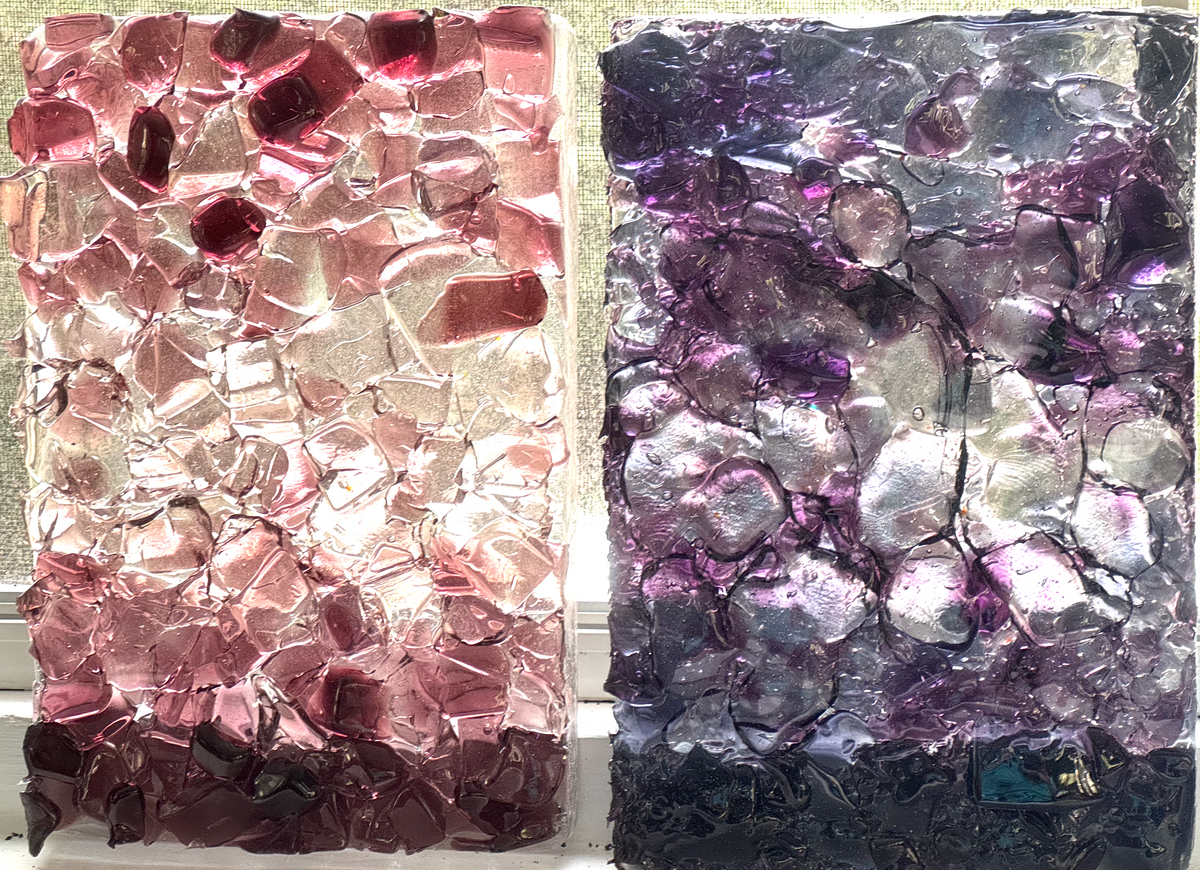 Blenko Dalle de Verre - Textured Water Glass Red Purple / Pink