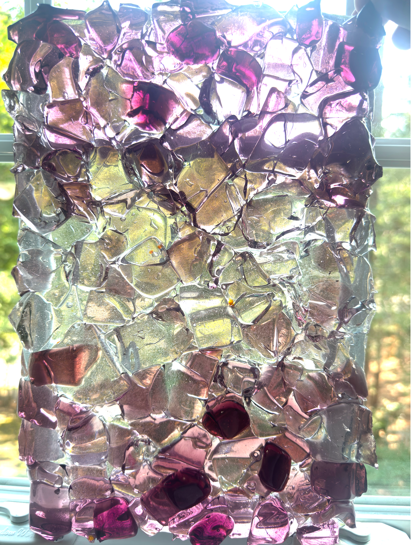 Blenko Dalle de Verre - Textured Water Glass Red Purple / Pink