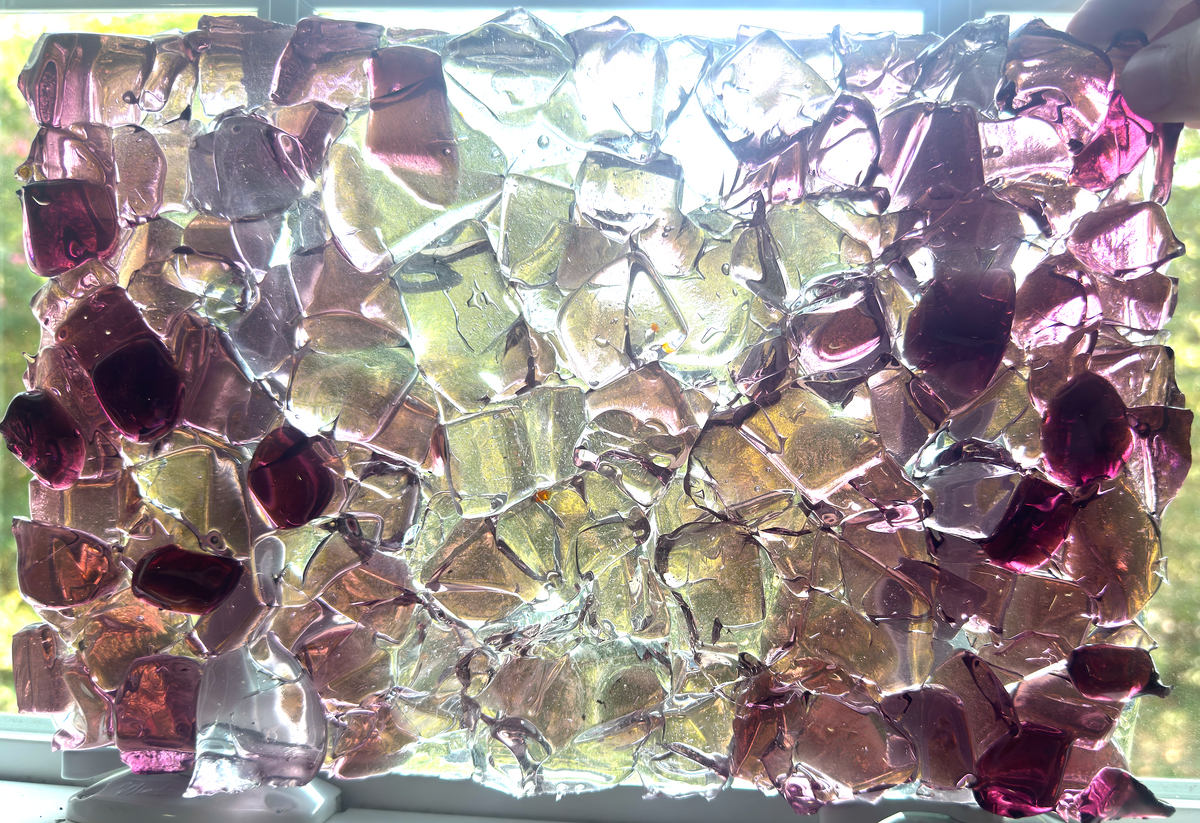 Blenko Dalle de Verre - Textured Water Glass Red Purple / Pink