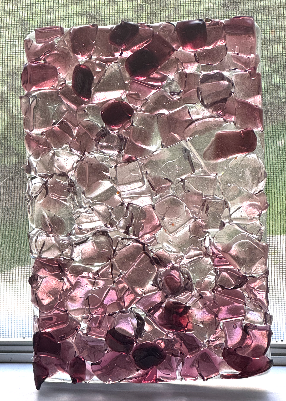 Blenko Dalle de Verre - Textured Water Glass Red Purple / Pink