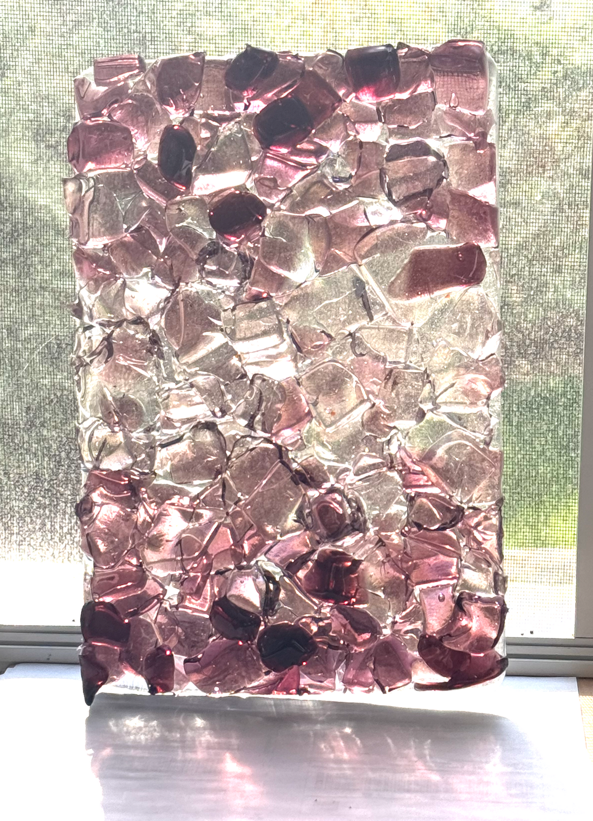 Blenko Dalle de Verre - Textured Water Glass Red Purple / Pink