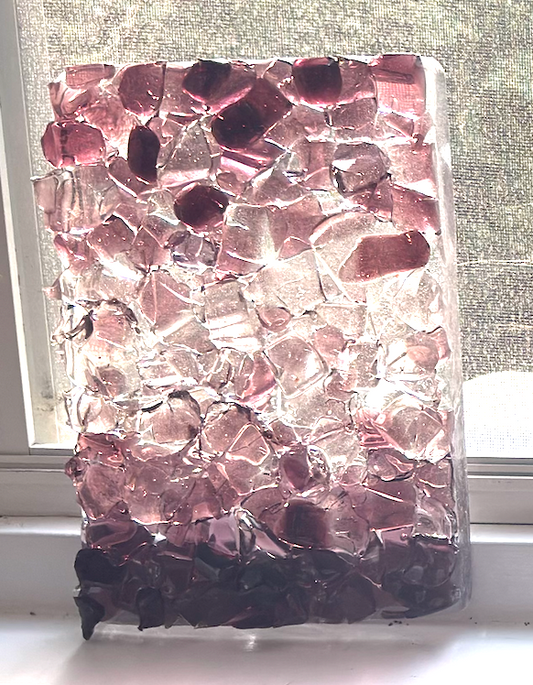 Blenko Dalle de Verre - Textured Water Glass Red Purple / Pink