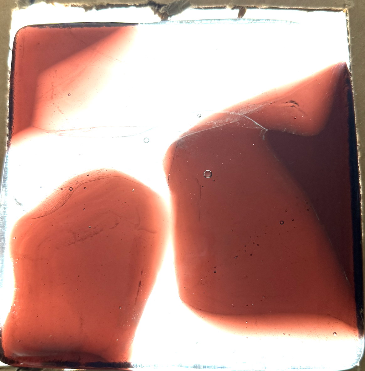 6 x 6 x 1/2 Inch Tile -Mahogany in Clear (Abstract Shapes Pattern))