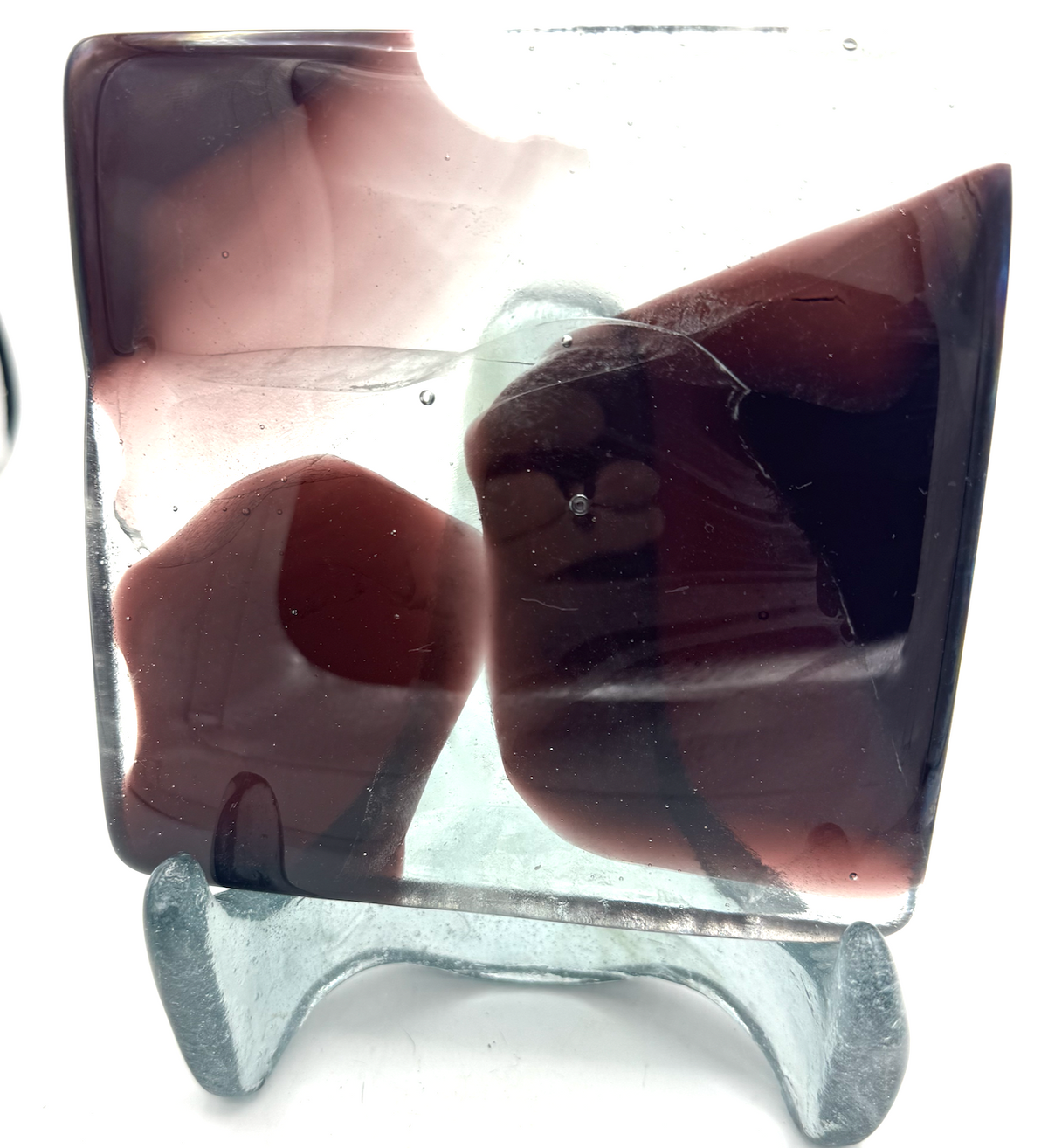 6 x 6 x 1/2 Inch Tile -Mahogany in Clear (Abstract Shapes Pattern))