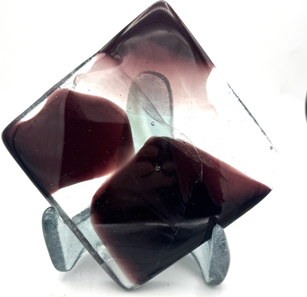 6 x 6 x 1/2 Inch Tile -Mahogany in Clear (Abstract Shapes Pattern))