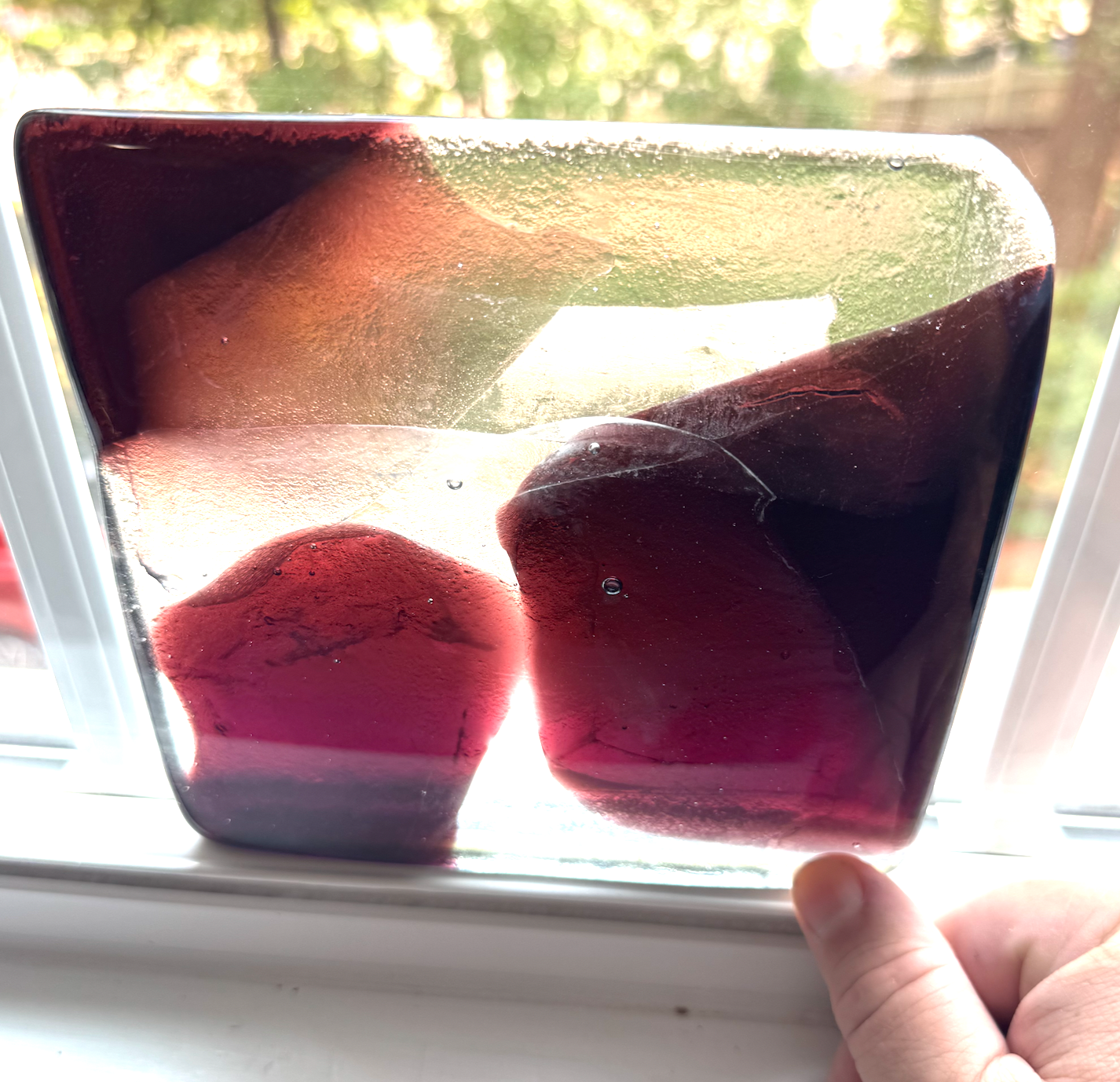 6 x 6 x 1/2 Inch Tile -Mahogany in Clear (Abstract Shapes Pattern))