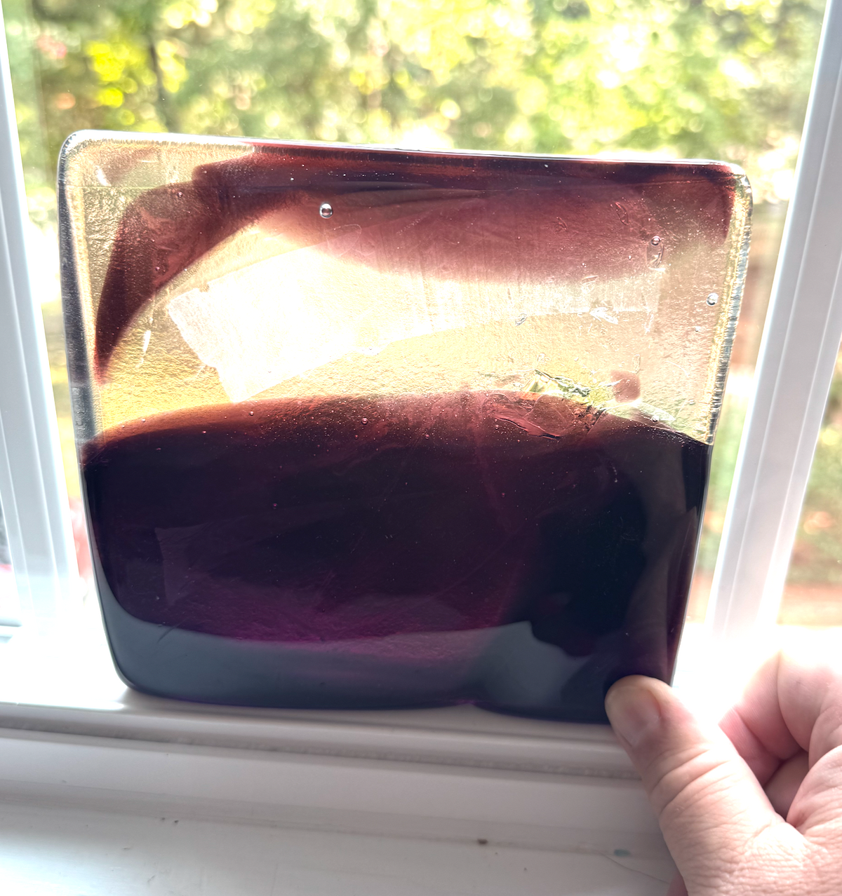 6 x 6 x 1/2 Inch Tile -Dark Mahogany in Clear (Abstract Shapes Pattern))