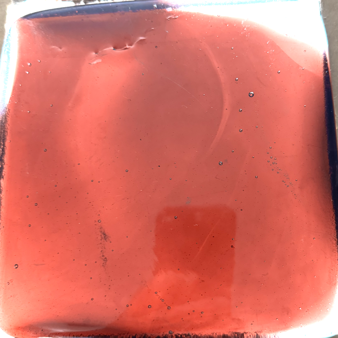 6 x 6 x 1/2 Inch Tile -Dark Burgundy in Clear (Just a hint of clear))