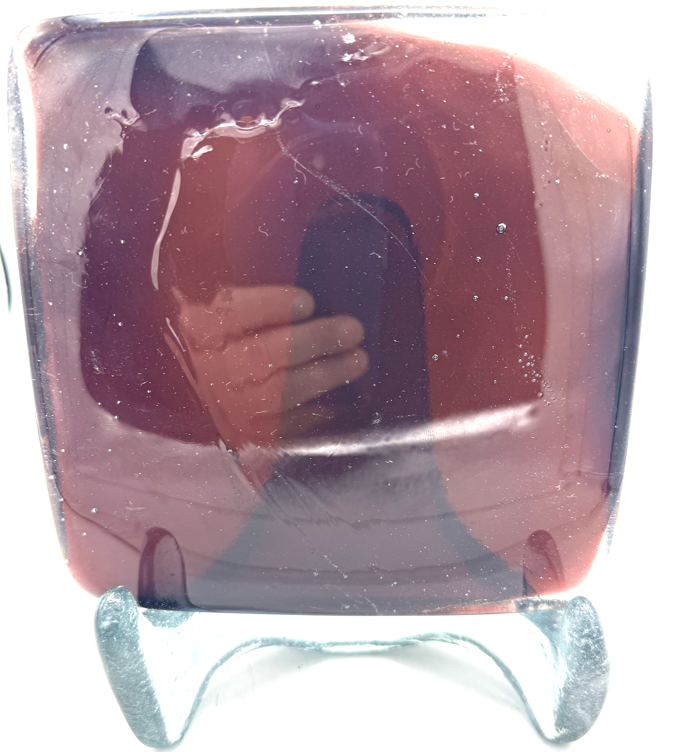 6 x 6 x 1/2 Inch Tile -Dark Burgundy in Clear (Just a hint of clear))