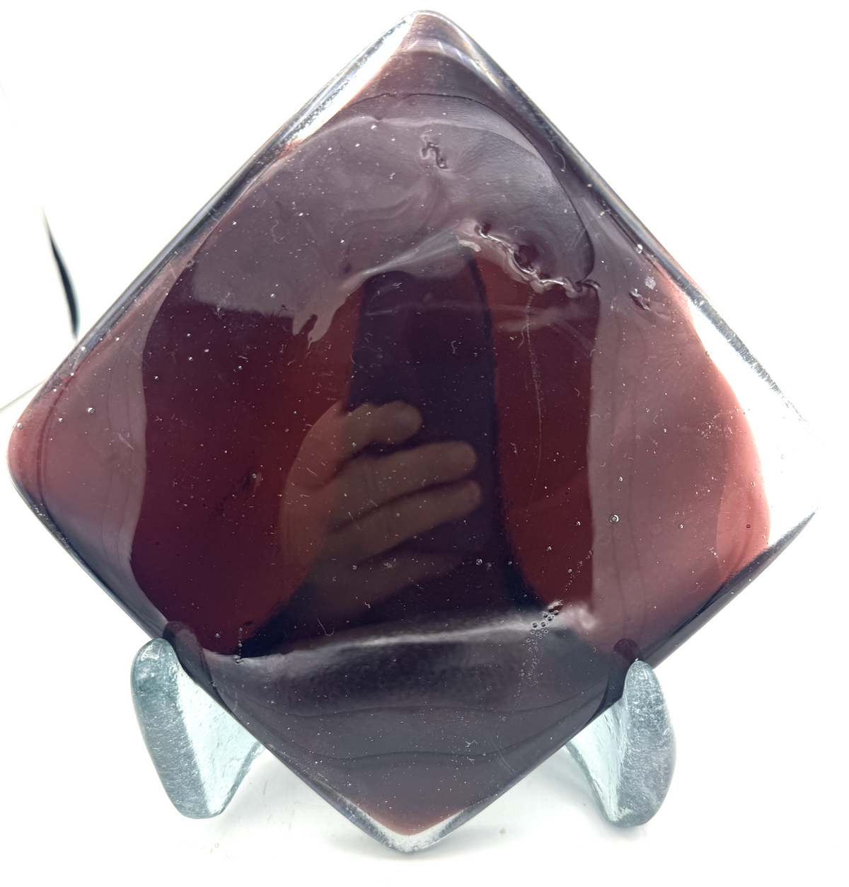6 x 6 x 1/2 Inch Tile -Dark Burgundy in Clear (Just a hint of clear))