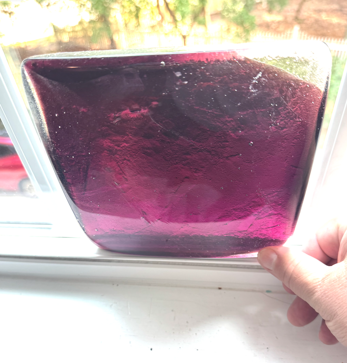 6 x 6 x 1/2 Inch Tile -Dark Burgundy in Clear (Just a hint of clear))