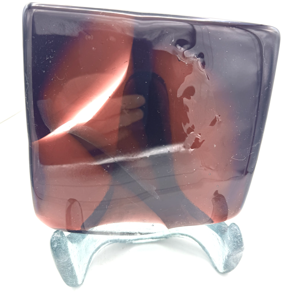 6 x 6 x 1/2 Inch Tile -Dark Mahogany in Clear (Abstract Shapes Pattern))
