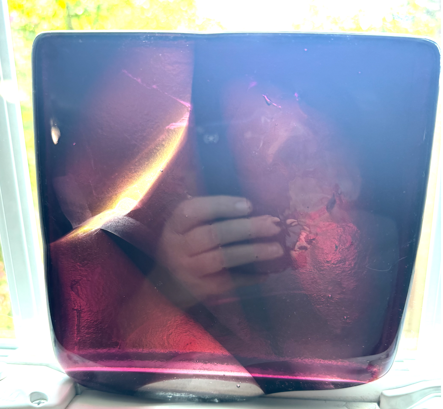 6 x 6 x 1/2 Inch Tile -Dark Mahogany in Clear (Abstract Shapes Pattern))