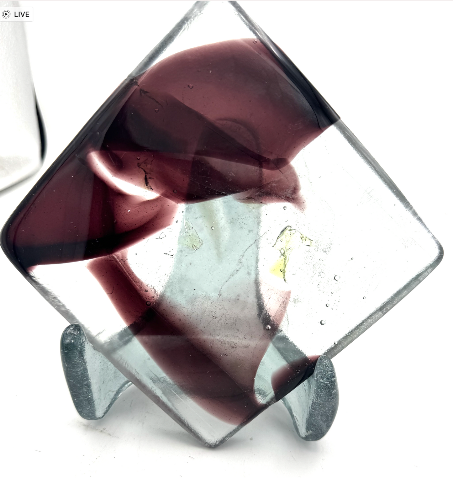 6 x 6 x 1/2 Inch Tile -Dark Mahogany in Clear (Abstract Wispy Pattern))