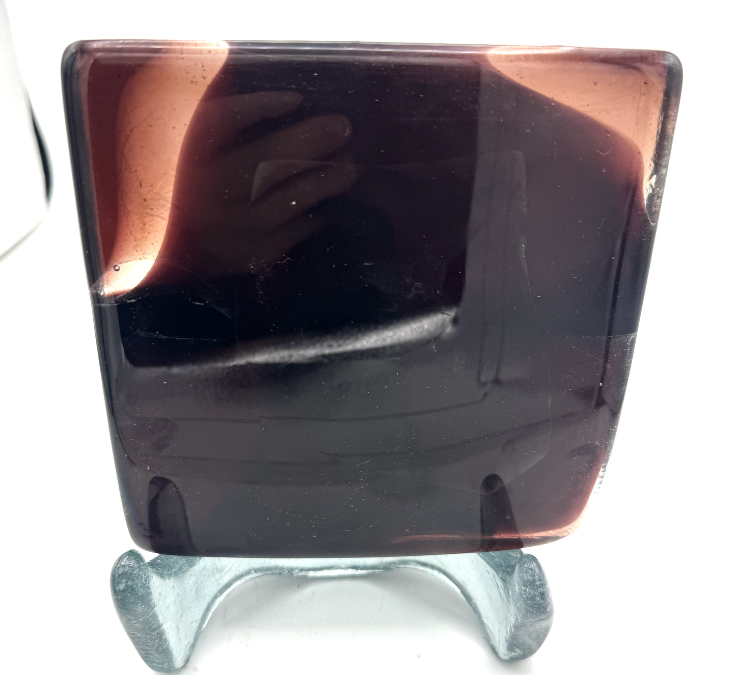 6 x 6 x 1/2 Inch Tile -Dark Burgundy in Clear (Just a hint of clear)
