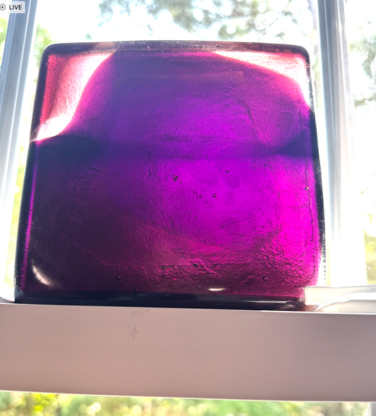 6 x 6 x 1/2 Inch Tile -Dark Burgundy in Clear (Just a hint of clear)