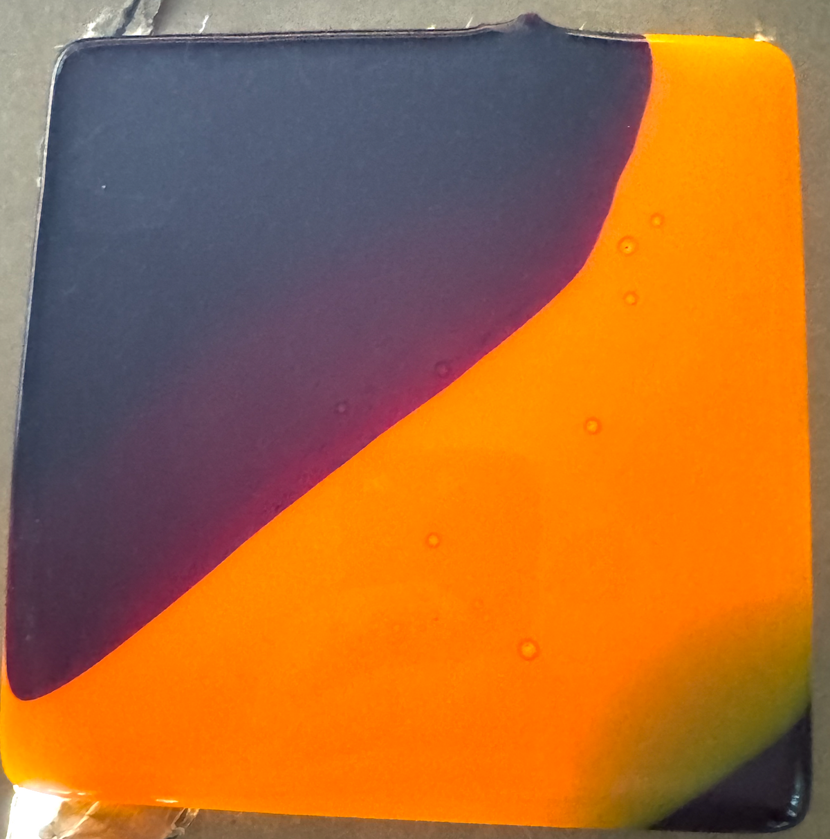 6 x 6 x 1/2 Inch Tile - Opaque Yellow / Deep Red