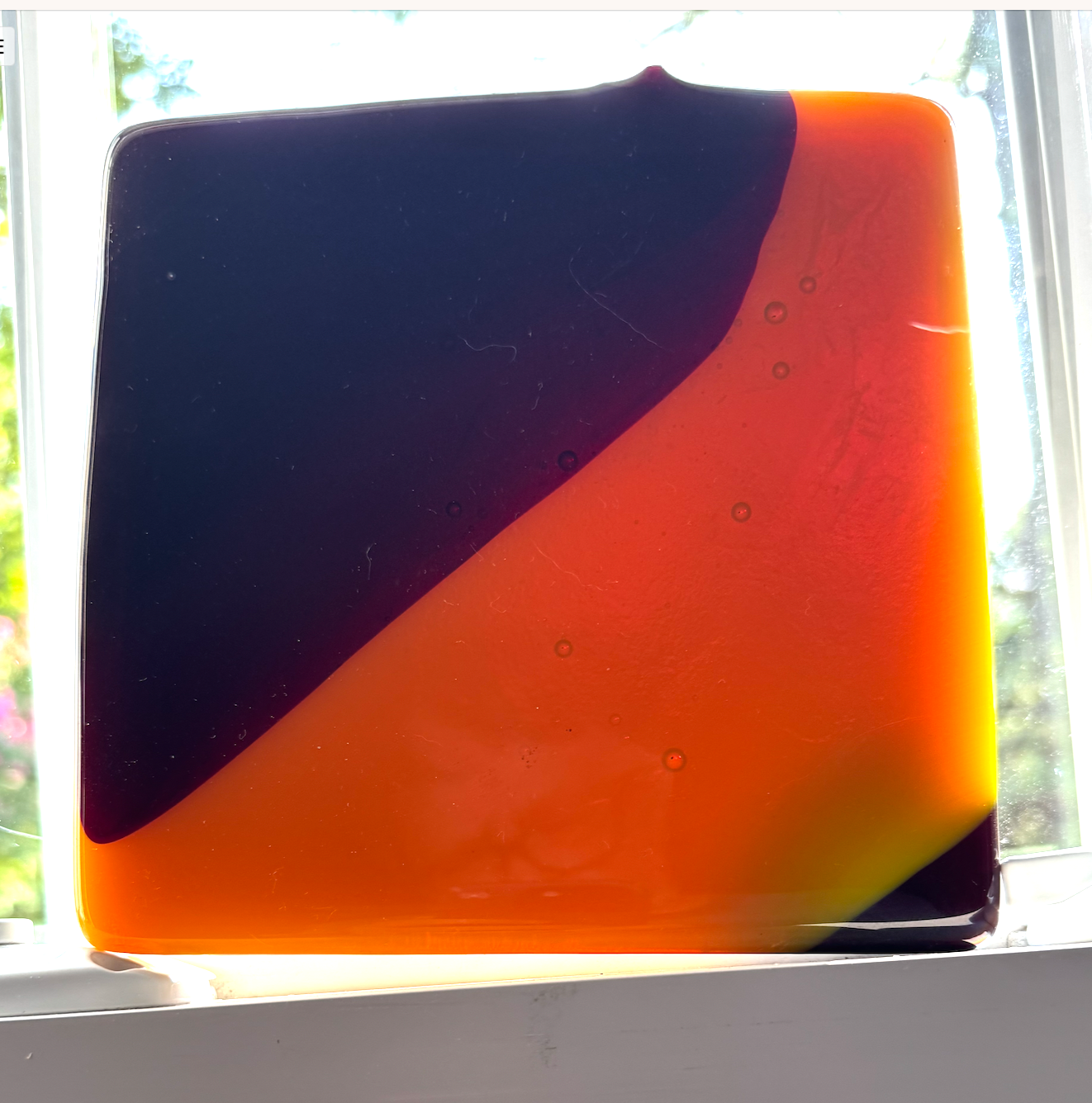 6 x 6 x 1/2 Inch Tile - Opaque Yellow / Deep Red