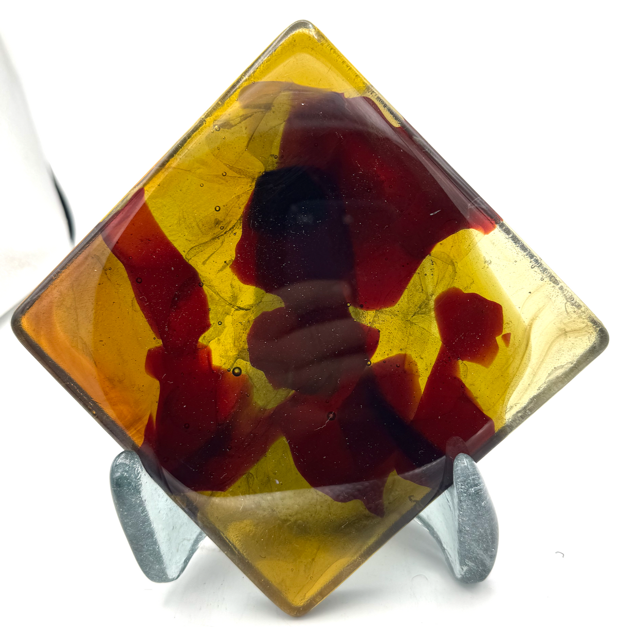 6 x 6 x 1/2 Inch Tile - Transparent Honey / Red in Clear
