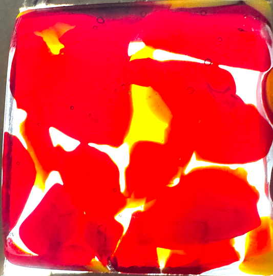 6 x 6 x 1/2 Inch Tile - Transparent Red in Clear