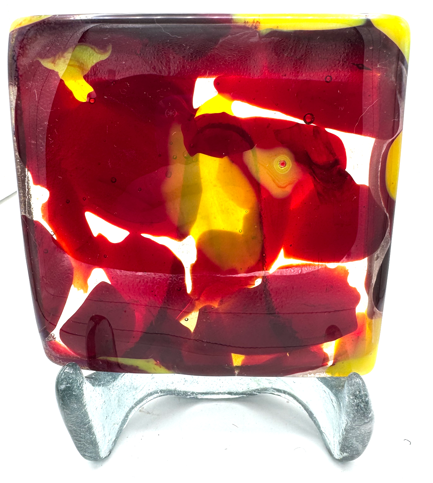 6 x 6 x 1/2 Inch Tile - Transparent Red in Clear
