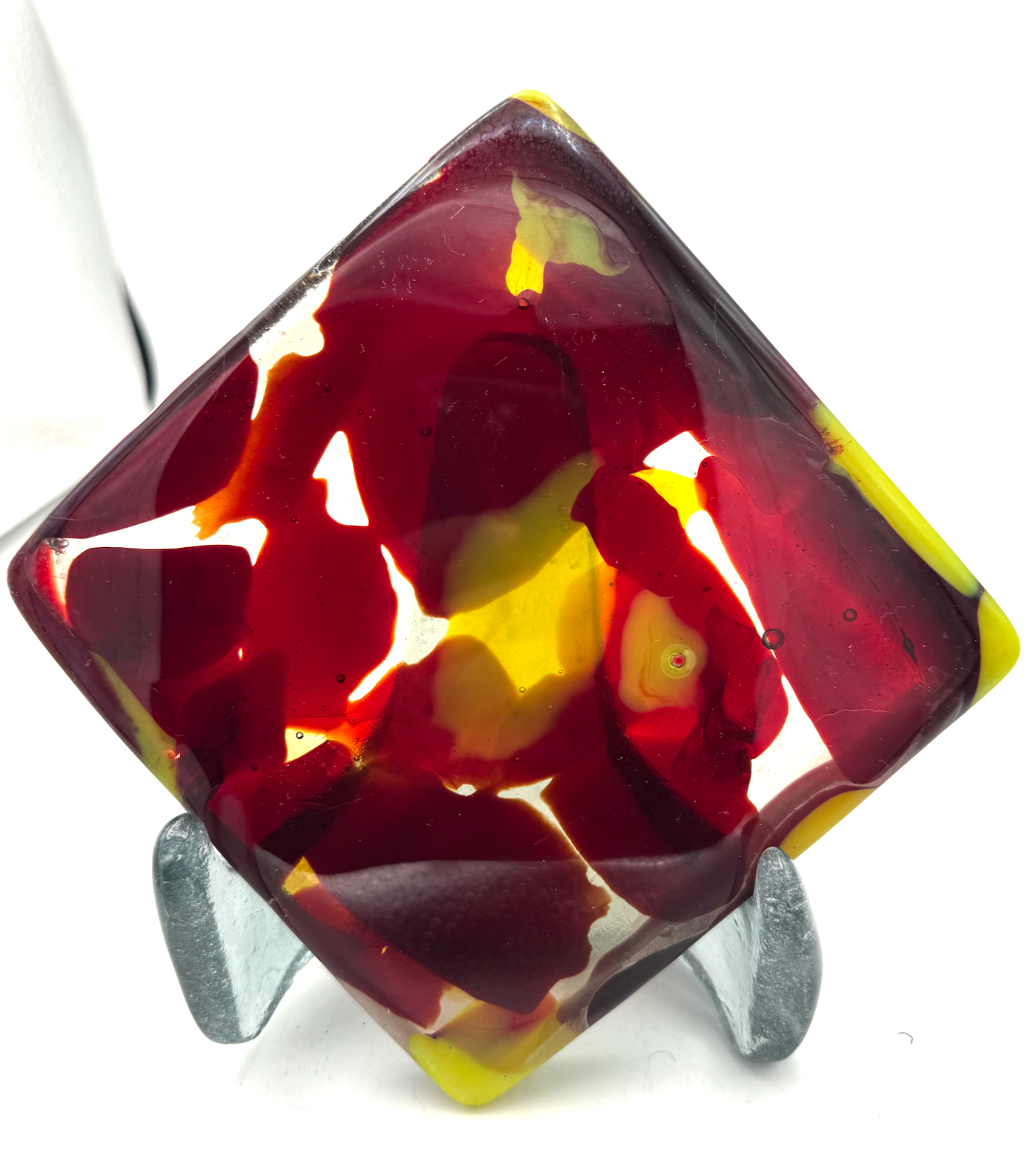 6 x 6 x 1/2 Inch Tile - Transparent Red in Clear