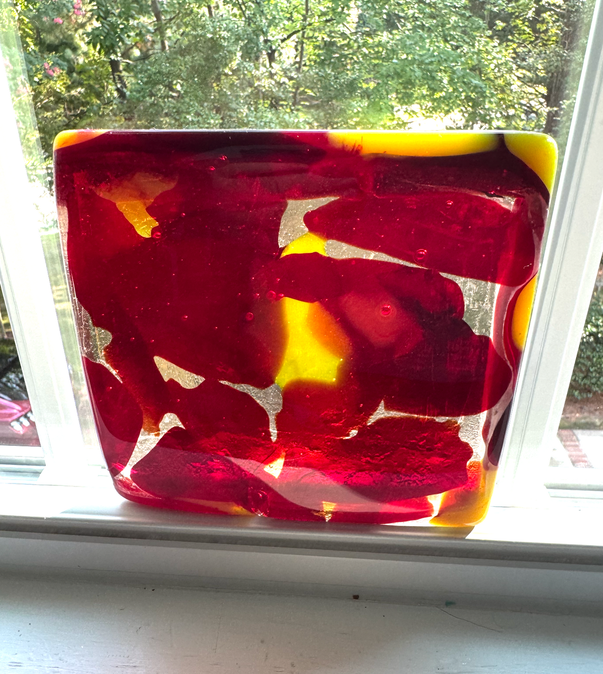 6 x 6 x 1/2 Inch Tile - Transparent Red in Clear