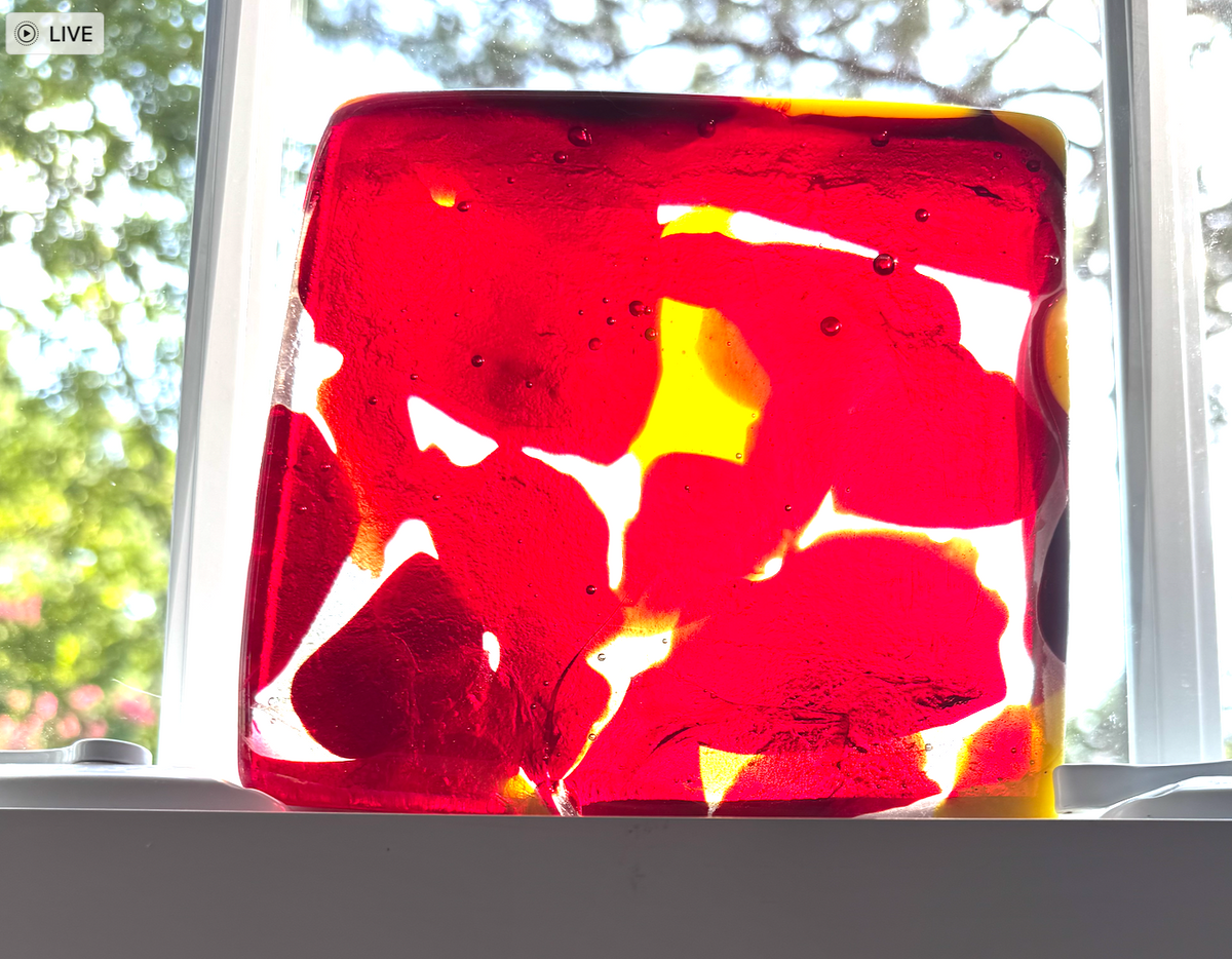 6 x 6 x 1/2 Inch Tile - Transparent Red in Clear