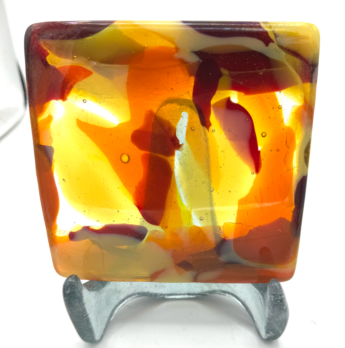 6 x 6 x 1/2 Inch Tile - Transparent Yellow, Orange and Red in Clear