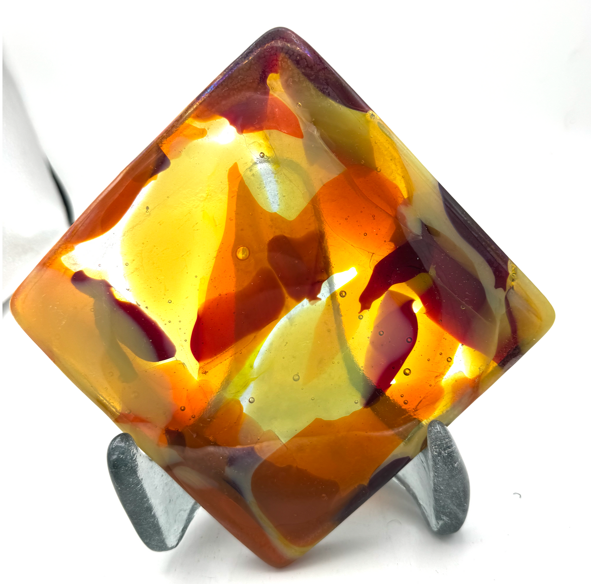 6 x 6 x 1/2 Inch Tile - Transparent Yellow, Orange and Red in Clear