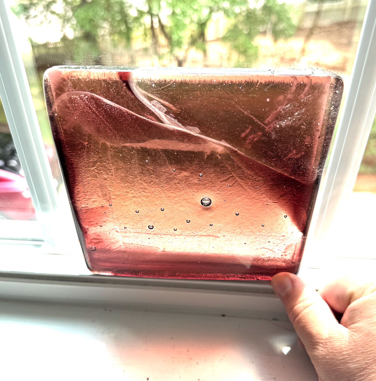 6 x 6 x 1/2 Inch Tile - Smokey Topaz in Clear (wispy pattern)