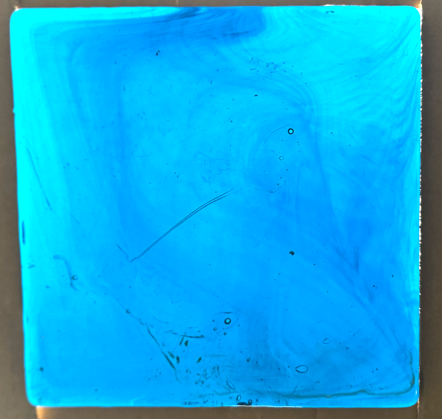 Blenko Dalle de Verre (Pony Size 8 x 8) - Medium Blue Wispy