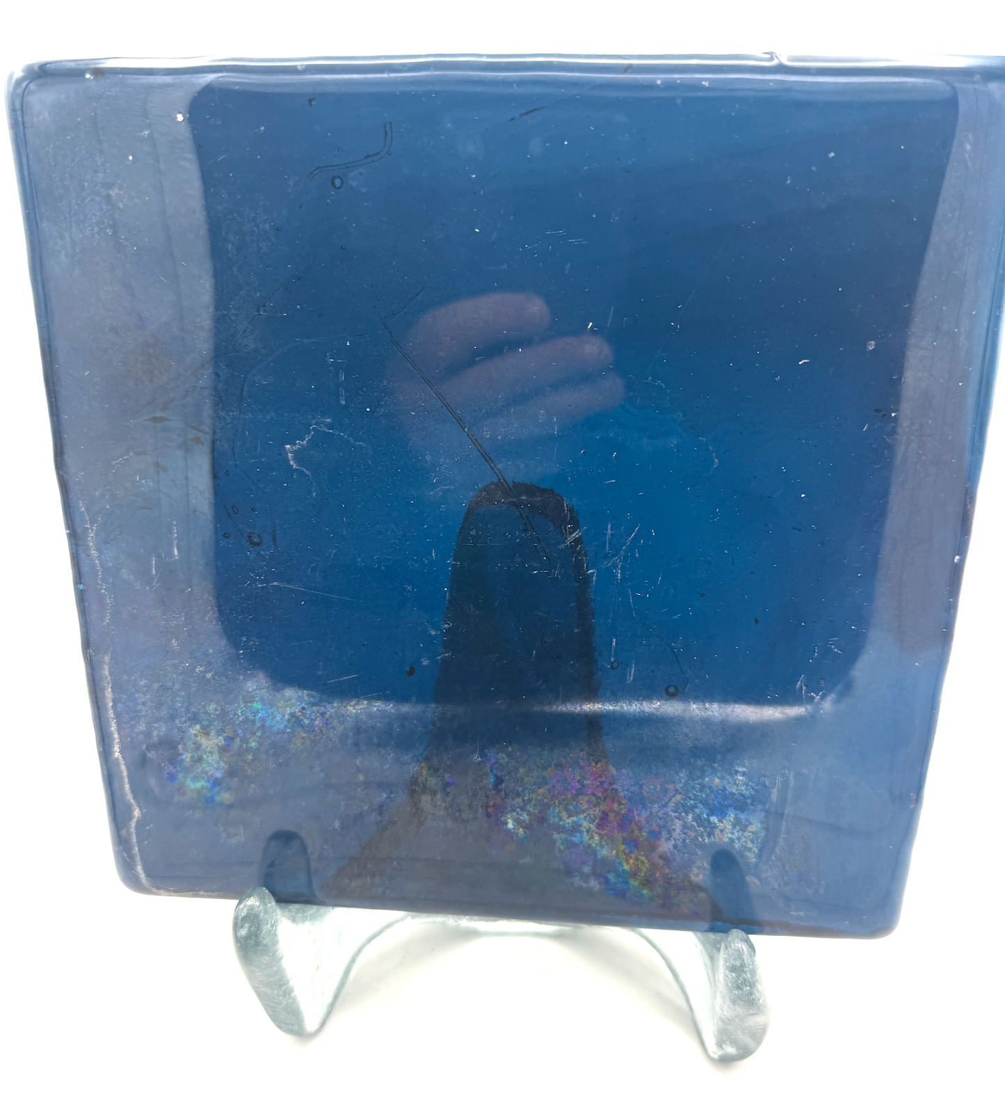 Blenko Dalle de Verre (Pony Size 8 x 8) - Medium Blue Wispy