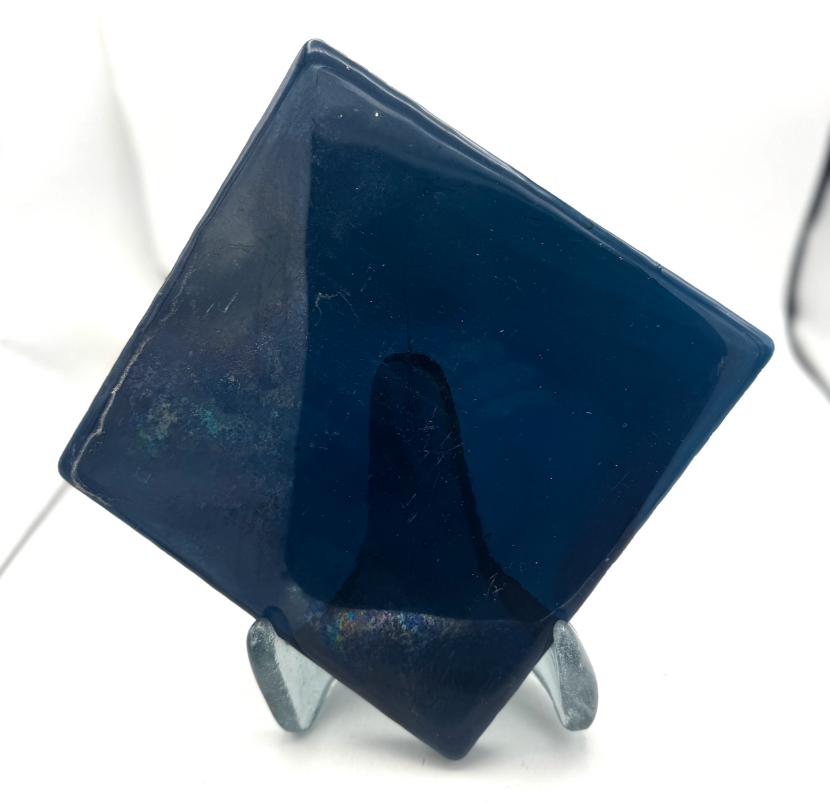 Blenko Dalle de Verre (Pony Size 8 x 8) - Medium Blue Wispy