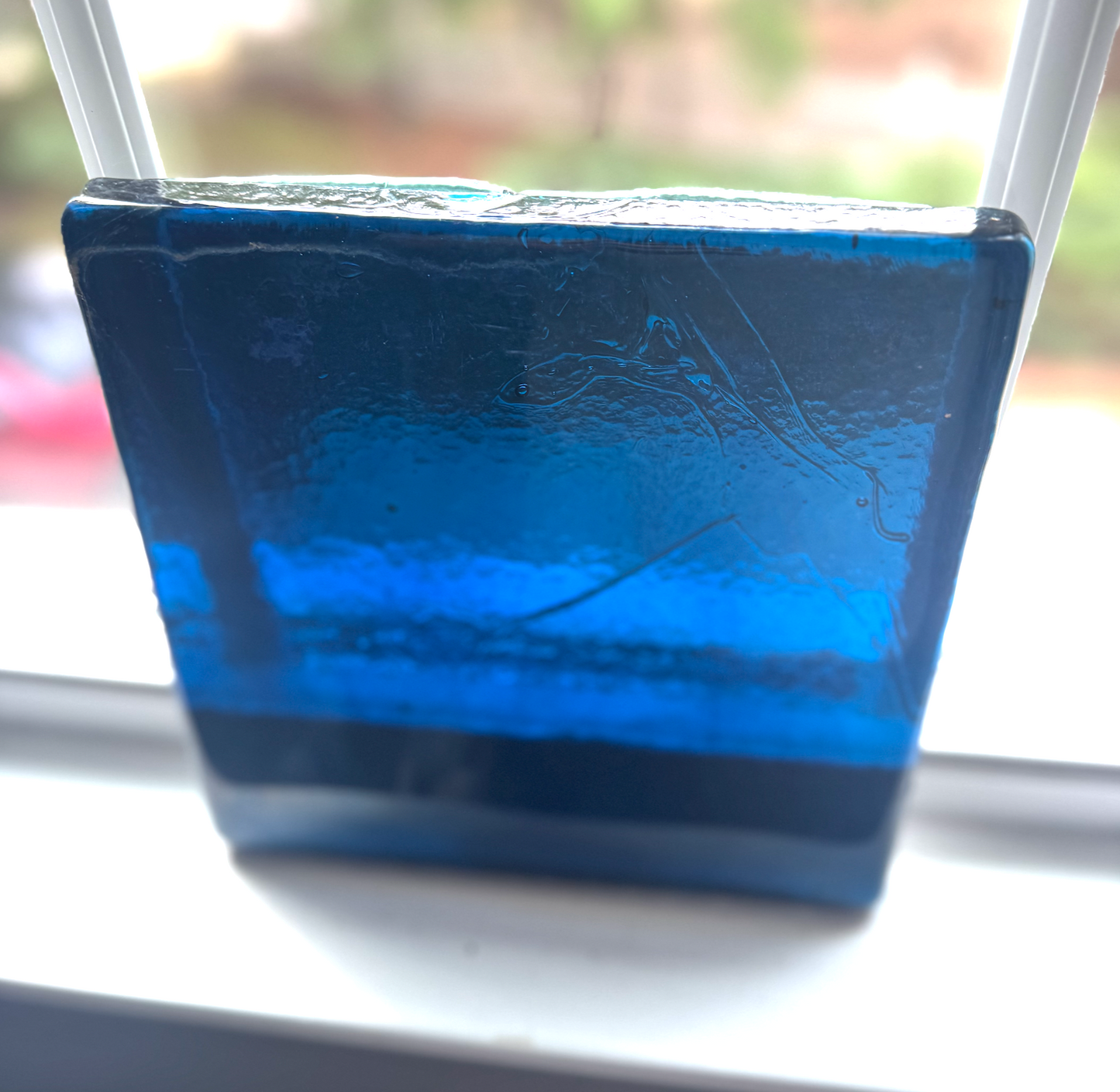Blenko Dalle de Verre (Pony Size 8 x 8) - Medium Blue Wispy