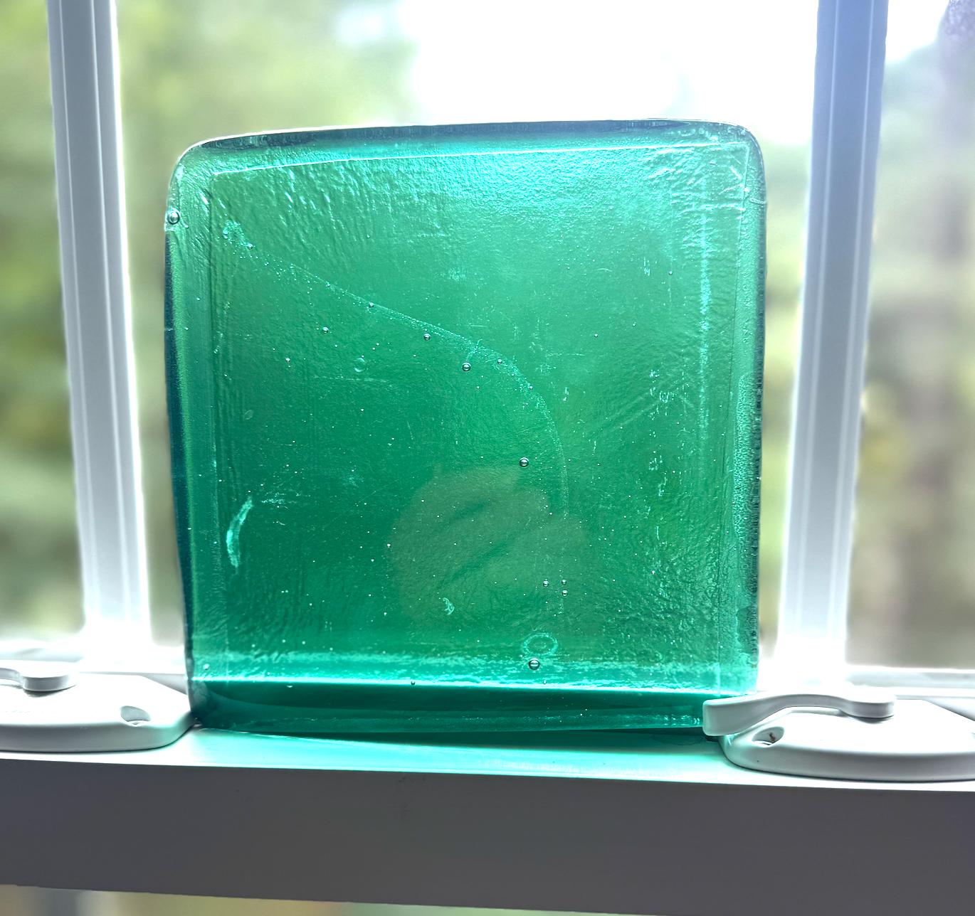 6 x 6 x 1/2 Inch Tile - Light Teal Blue/Green