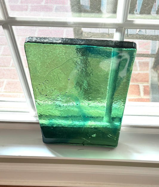 Blenko Dalle de Verre - Dark sea Green with Blue Wisps