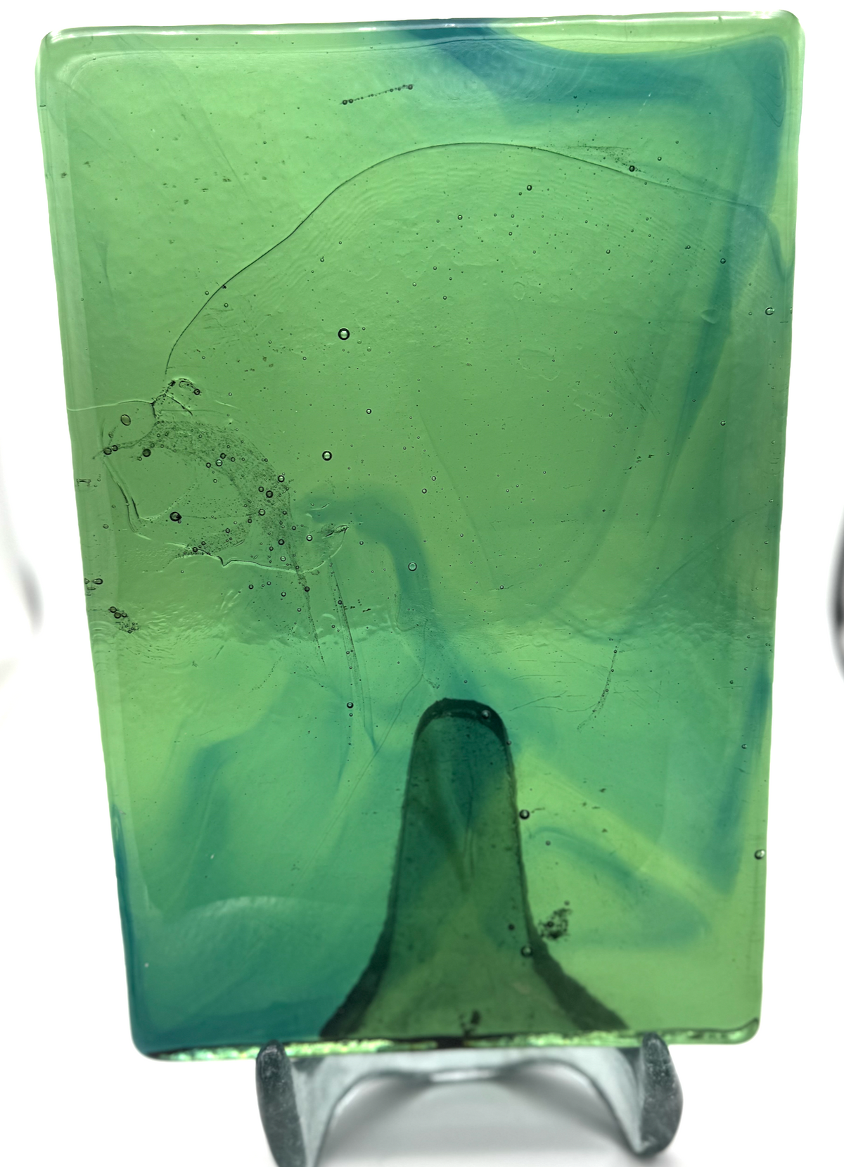 Blenko Dalle de Verre - Dark sea Green with Blue Wisps