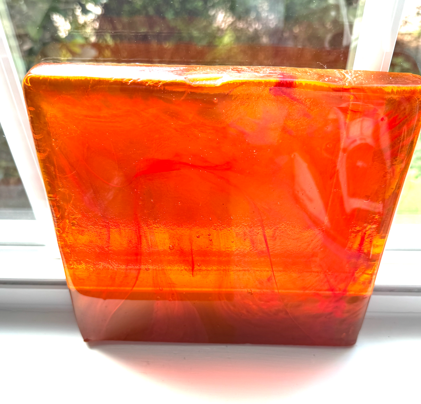 Blenko Dalle de Verre (Pony Size 8 x 8) - Bright Orange with Wisps