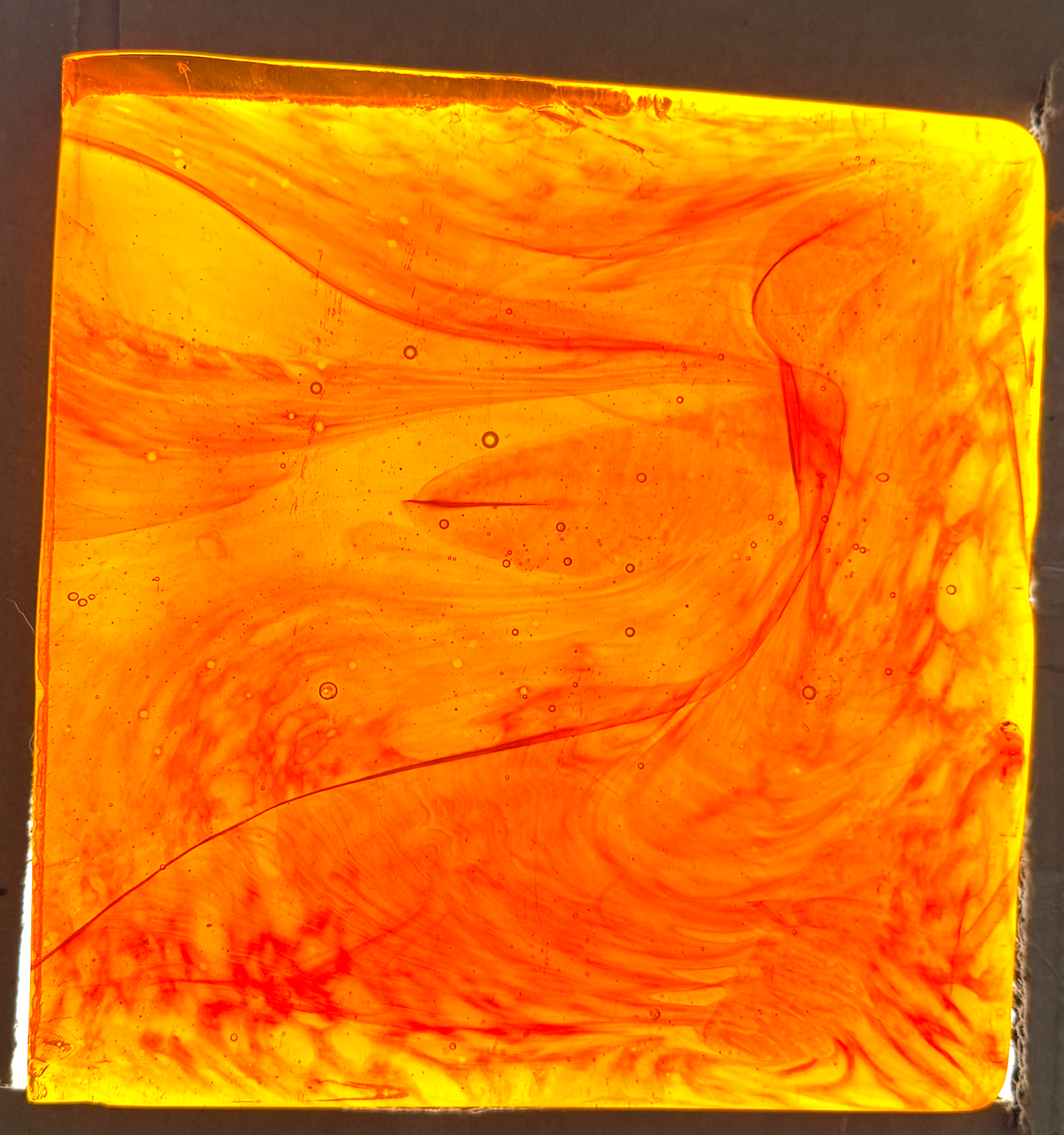 Blenko Dalle de Verre (Pony Size 8 x 8) - Bright Orange with Wisps