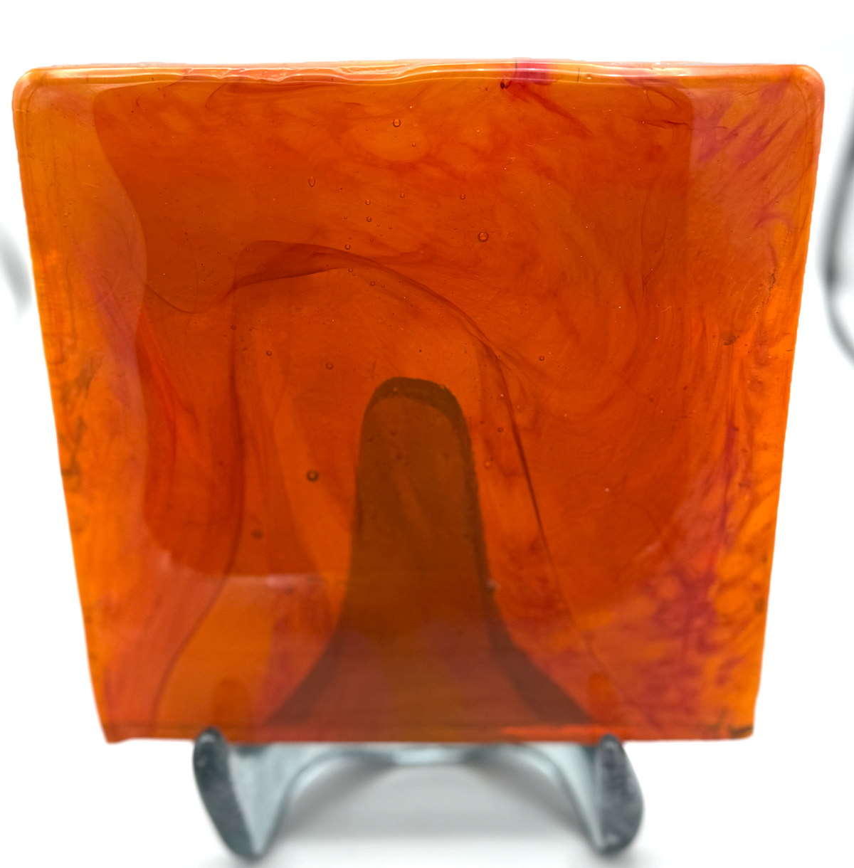 Blenko Dalle de Verre (Pony Size 8 x 8) - Bright Orange with Wisps