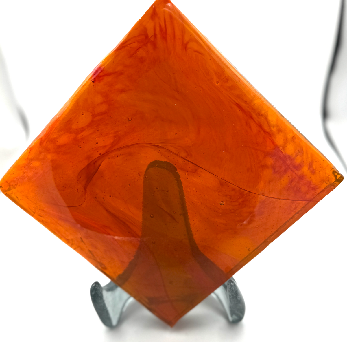 Blenko Dalle de Verre (Pony Size 8 x 8) - Bright Orange with Wisps