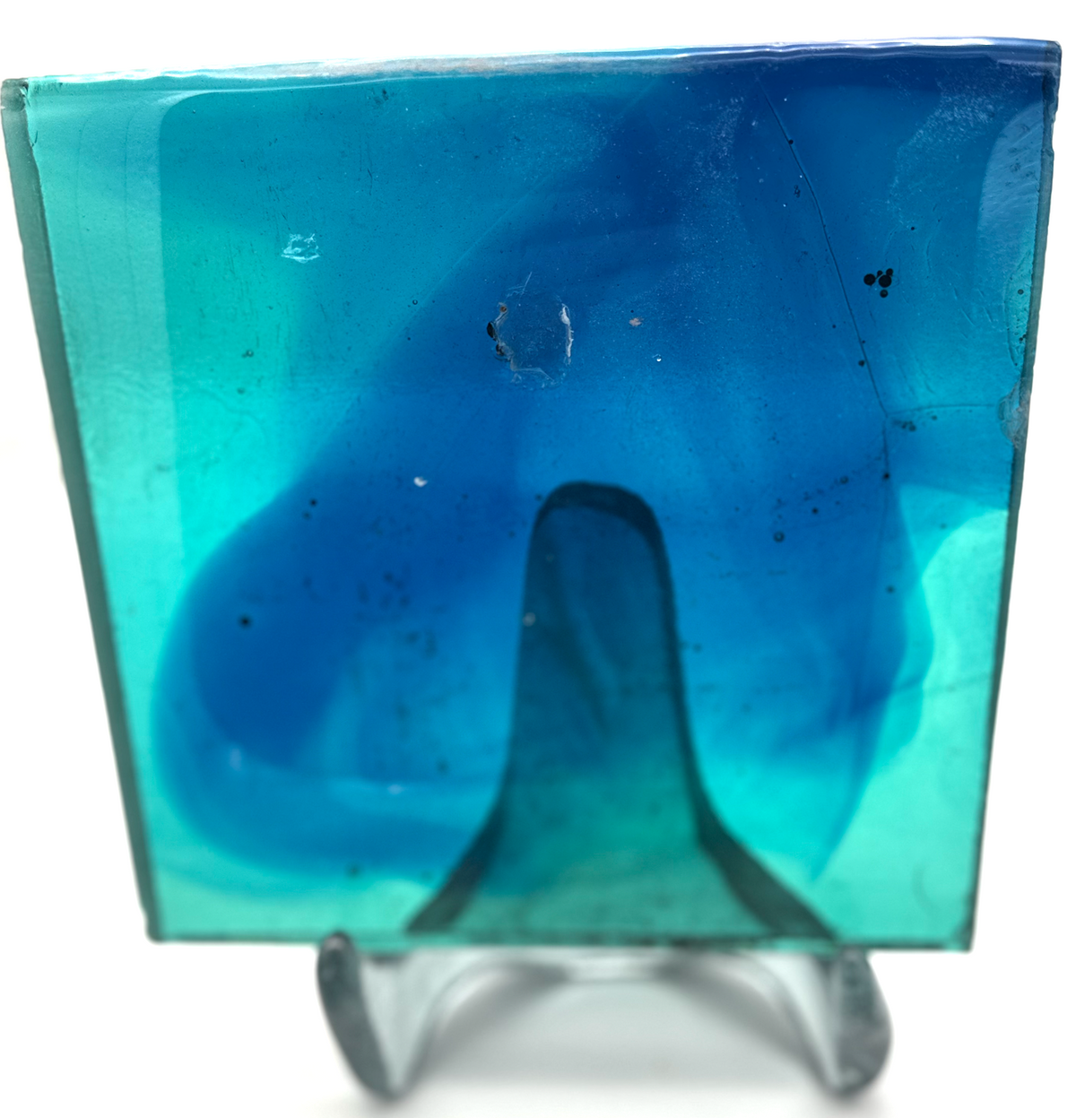 Blenko Dalle de Verre (Pony Size 8 x 8) - Transparent Teal with Blue Wisps