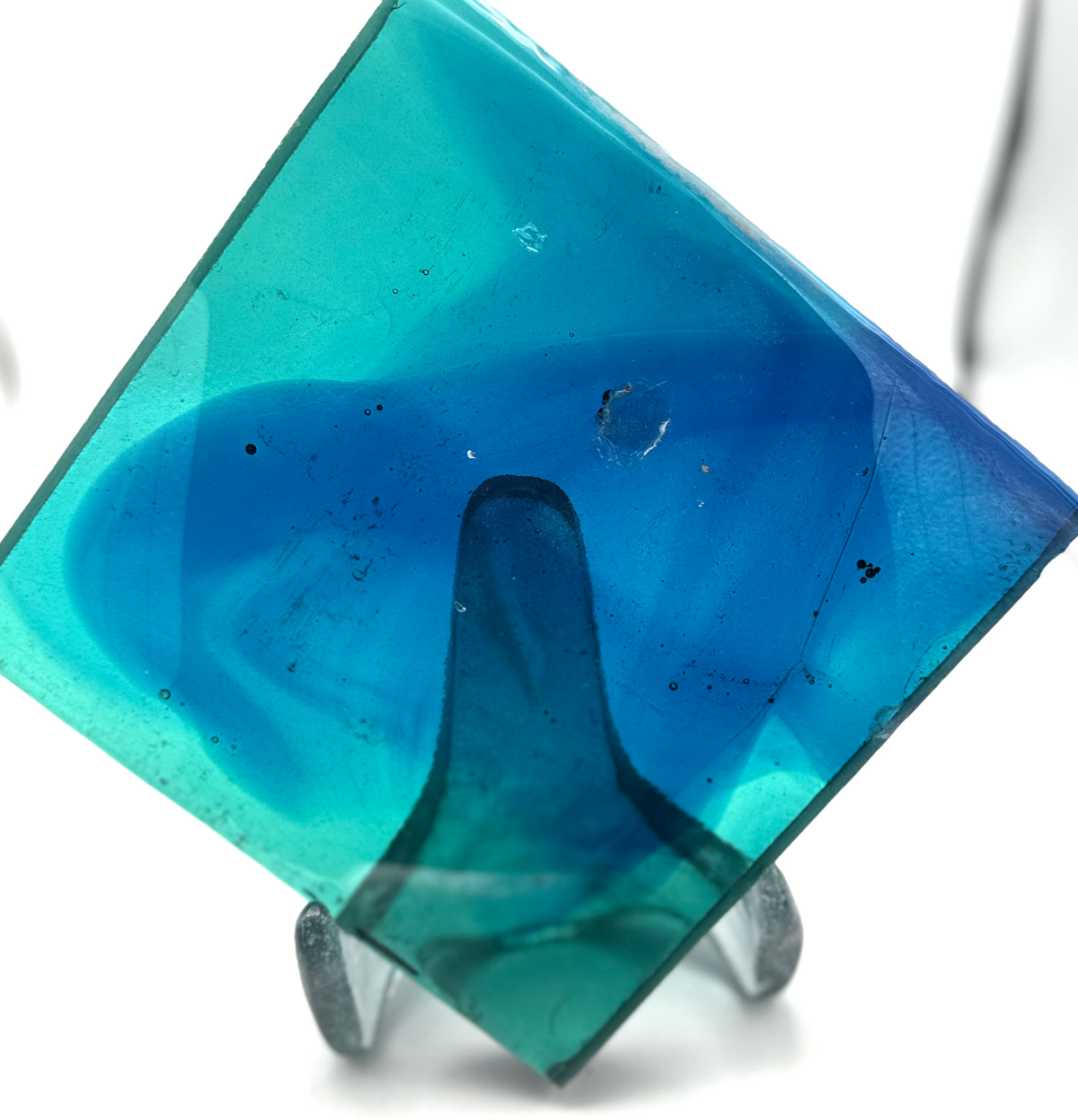 Blenko Dalle de Verre (Pony Size 8 x 8) - Transparent Teal with Blue Wisps