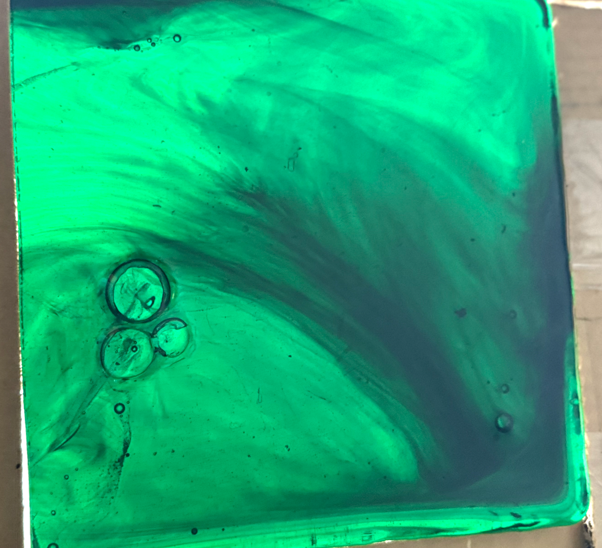 Blenko Dalle de Verre (Pony Size 8 x 8) - Dark Forest Gren with Charcoal Wisps